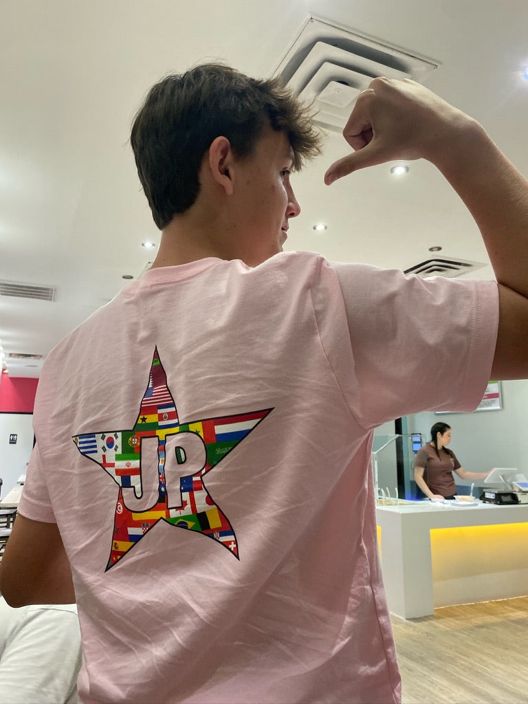 T-shirt original avec étoiles et drapeaux du monde en 5 couleurs d'été